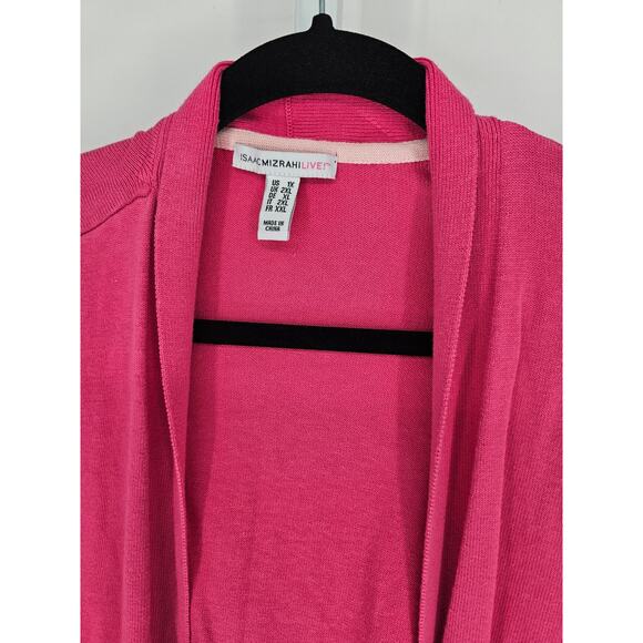 Isaac Mizrahi LIVE! Women's Pink Open Front Pockets Long Sleeve Cardigan Size 1X - Picture 3 of 4